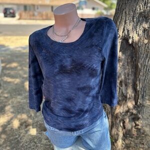 JM Collection Blue Y2K Vintage Long Sleeve Tee with Sequins Top